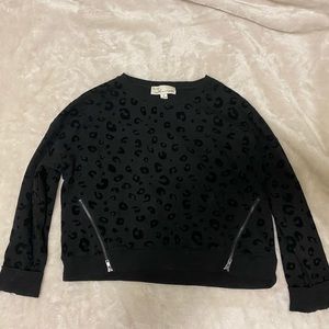 Black cheetah print sweater with zippers
